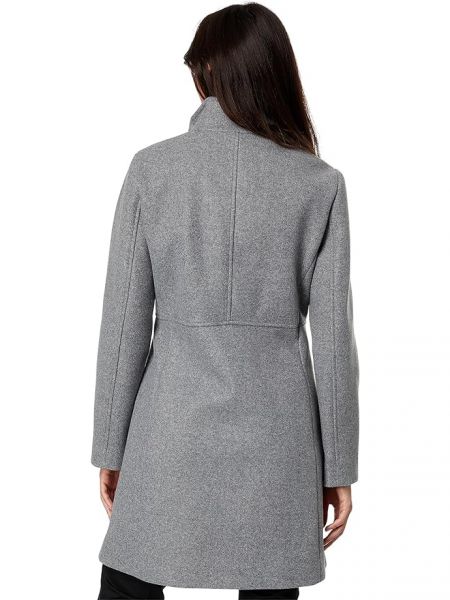 Меланжевое пальто с воротником стойка Calvin Klein серое