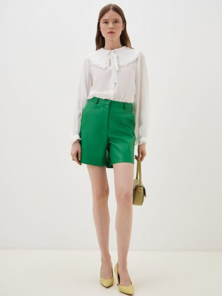 Кожаные шорты Christina Shulyeva зеленые