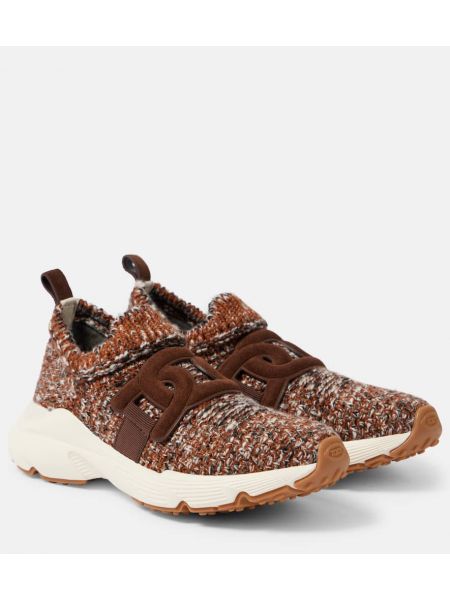 Strikket lær sneakers Tod's brun