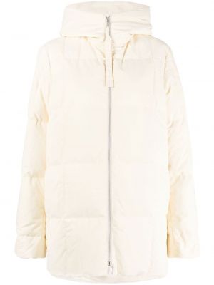 Bavlnený kabát na zips s kapucňou Jil Sander béžová