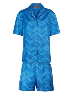 Jedwabna piżama Missoni Home niebieska