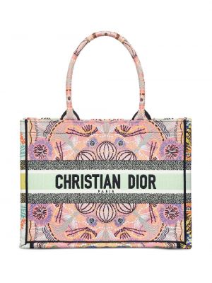 Nákupná taška s výšivkou Christian Dior ružová