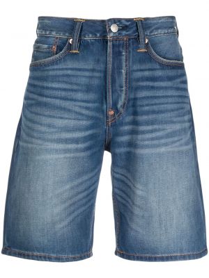 Pantaloni scurți din bumbac cu imagine Evisu albastru