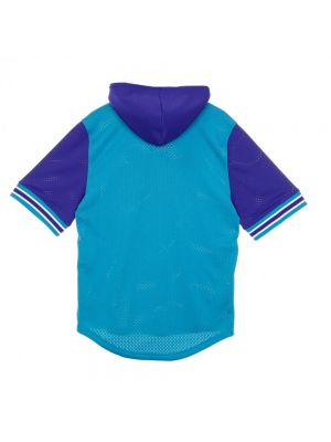 Bluza z kapturem z krótkim rękawem z siateczką Mitchell & Ness niebieska