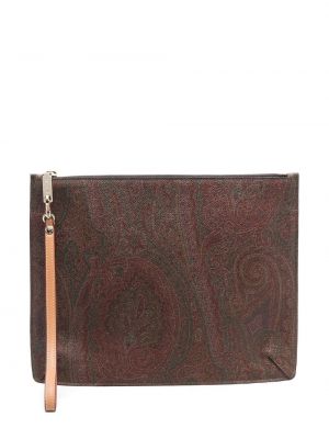 Paisley trykt lær clutch Etro brun