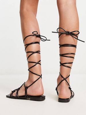 Черные сандалии с ремешками и завязками RAID Exclusive