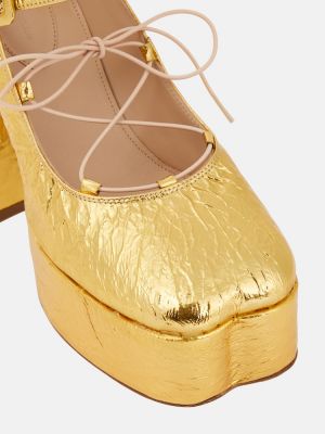 Pantofi cu toc din piele cu platformă Simone Rocha auriu