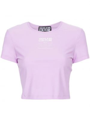 Tričko s potiskem Versace Jeans Couture fialové