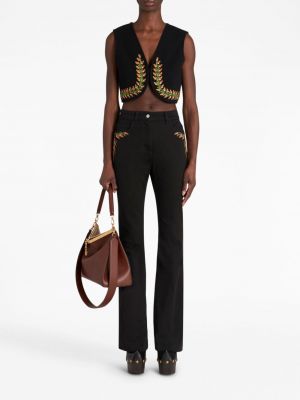 Zvonové džíny s výšivkou Etro černé