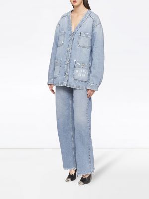 Jeansjacke mit v-ausschnitt Miu Miu blau