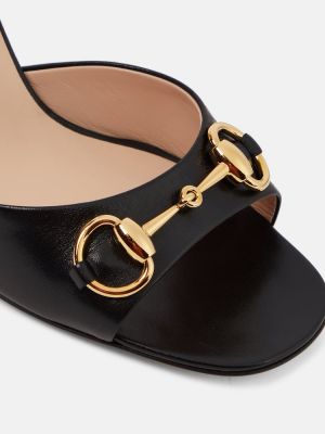 Kožené sandále Gucci čierna