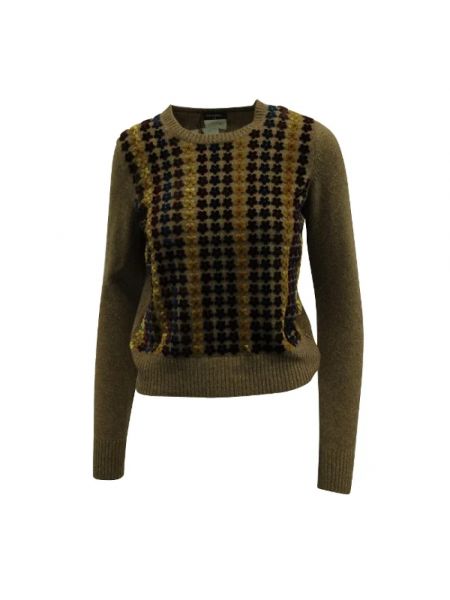 Sweter wełniany retro Chanel Vintage brązowy