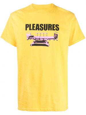 Bombažna majica Pleasures rumena