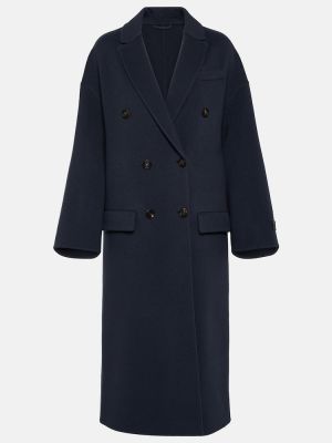 Kašmírový vlnený kabát Brunello Cucinelli modrá