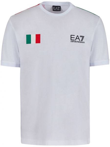 Kokvilnas t-krekls ar apdruku Ea7 Emporio Armani balts
