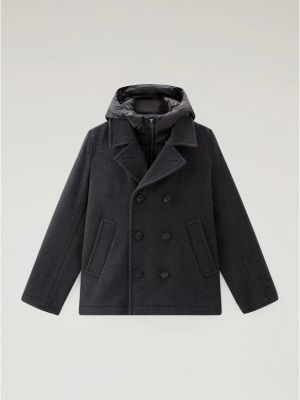 Šedý vlněný kabát Woolrich