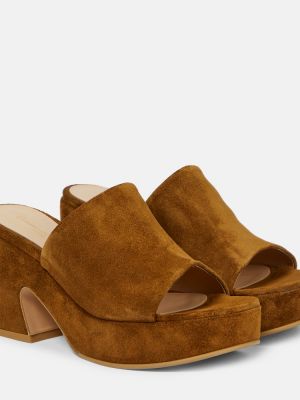 Plattform semsket skinn mules Gianvito Rossi brun