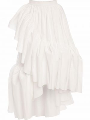 Asymmetrisk ruffle midiskjørt Alexander Mcqueen hvit