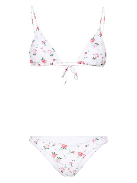 Bikini s cvetličnim vzorcem s potiskom Bikini Lovers bela