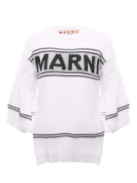 Хлопковый пуловер Marni белый