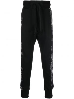 Pantalon de joggings en coton à imprimé Versace Jeans Couture noir