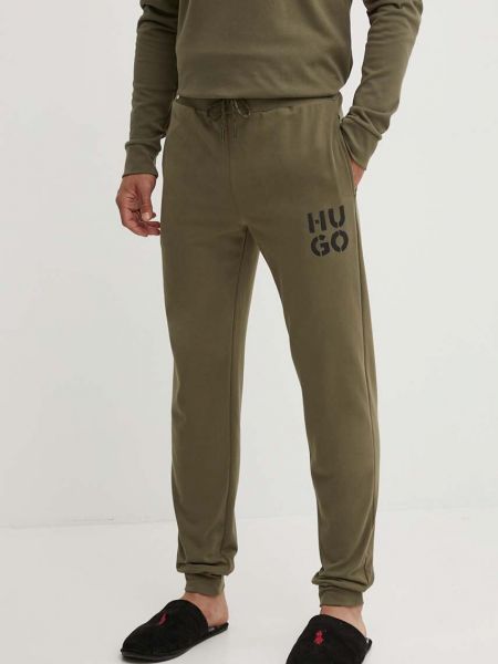Spodnie sportowe z nadrukiem Hugo zielone