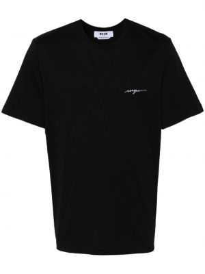 Medvilninis siuvinėtas marškinėliai Msgm juoda