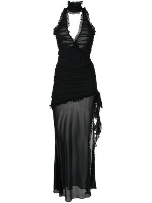 Вечерна рокля с v-образно деколте De La Vali черно