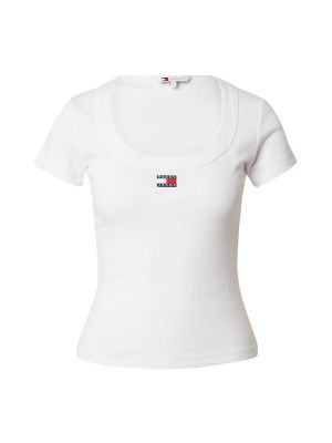 Tricou slim fit Tommy Jeans alb
