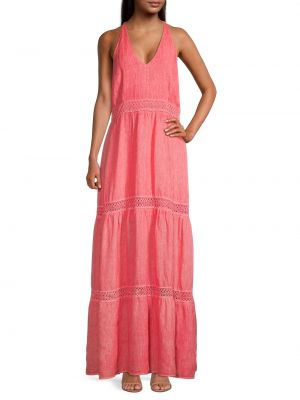 Льняное длинное платье 120% Lino розовое