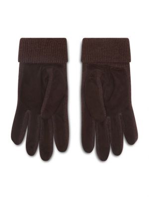 Semišové rukavice Polo Ralph Lauren hnedá
