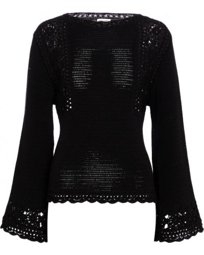 Памучен пуловер Saint Laurent черно