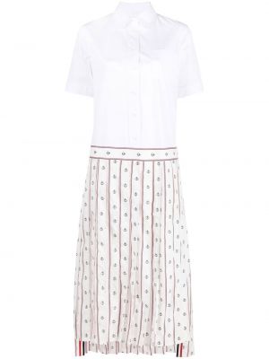 Πλισέ φόρεμα σε στυλ πουκάμισο Thom Browne λευκό