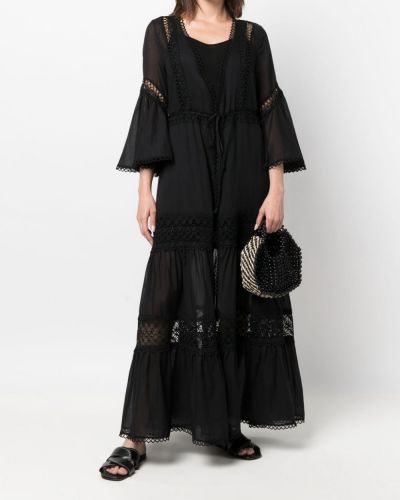 Gėlėtas siuvinėtas suknele v formos iškirpte Charo Ruiz Ibiza juoda