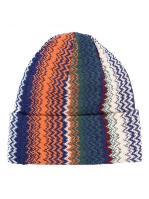 Плетена вълнена шапка Missoni синьо