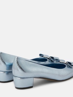 Кожени полуотворени обувки Ferragamo синьо