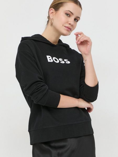 Bluza z kapturem z nadrukiem Boss czarna