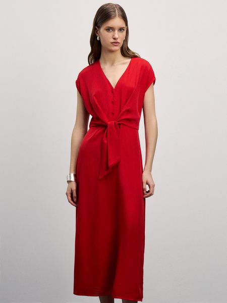 Платье миди с коротким рукавом Zarina красное