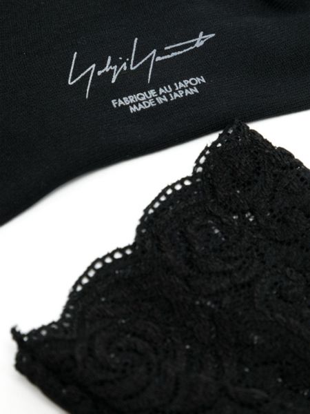 Chaussettes brodeés en dentelle Yohji Yamamoto noir