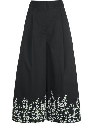 Pantalones culotte de flores Adam Lippes negro