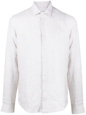 Ленена риза на райета Calvin Klein бяло