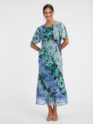 Midi obleka s cvetličnim vzorcem Orsay modra
