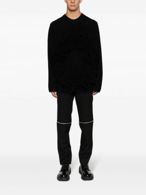 Vlněný svetr s třásněmi Comme Des Garçons Homme Plus černý