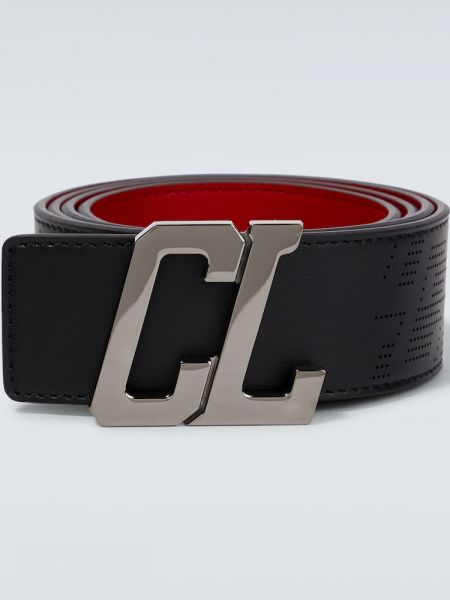 Kožený pásek s páskem Christian Louboutin - černá