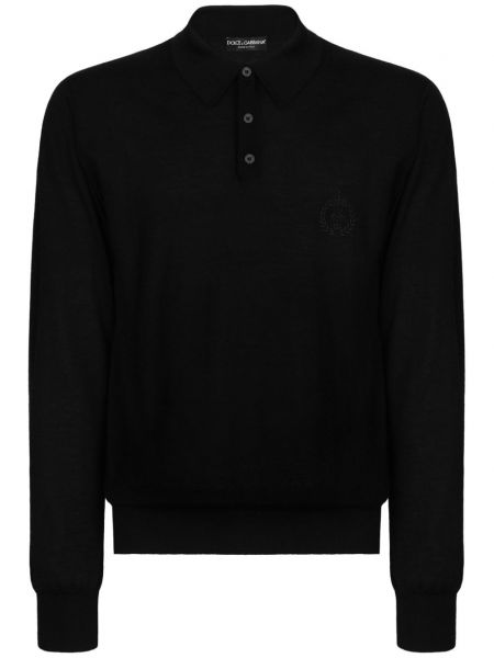Polo majica s vezom od kašmira Dolce & Gabbana crna