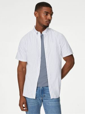 Pruhovaná košile s krátkými rukávy Marks & Spencer bílá