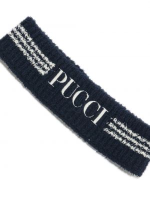 Medvilninis siuvinėtas kepurė su snapeliu Pucci mėlyna