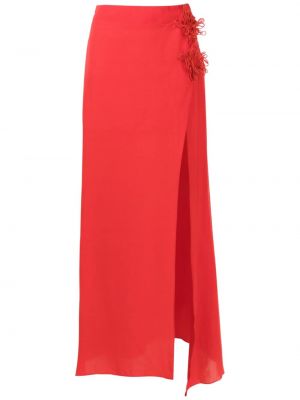 Viskózové lněné dlouhá sukně s vysokým pasem Amir Slama - červená