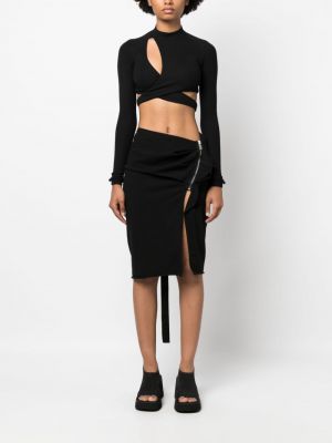 Drapované asymetrické midi sukně Rick Owens Drkshdw černé