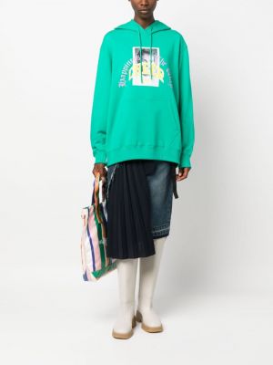 Kokvilnas kapučdžemperis ar apdruku džersija Msgm zaļš
